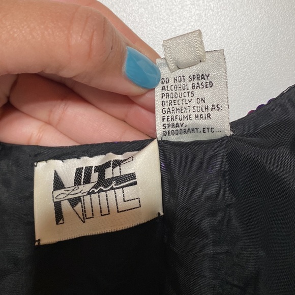 Vintage Silk Niteline Sequin Purple and Black Tank Top - Picture 9 of 11